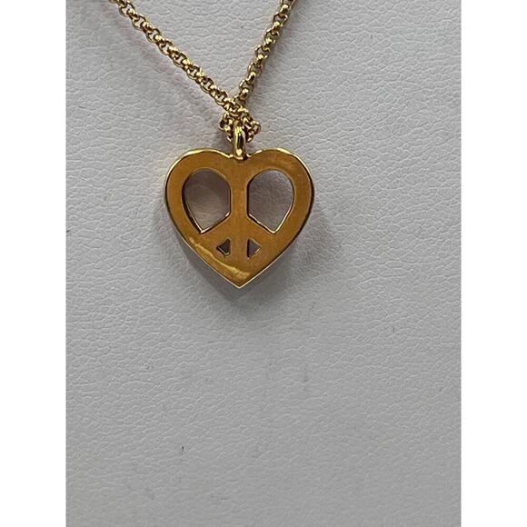 Juicy Couture Signed Pink Pave Crystal Peace Heart Pendant Necklace - Picture 4 of 8